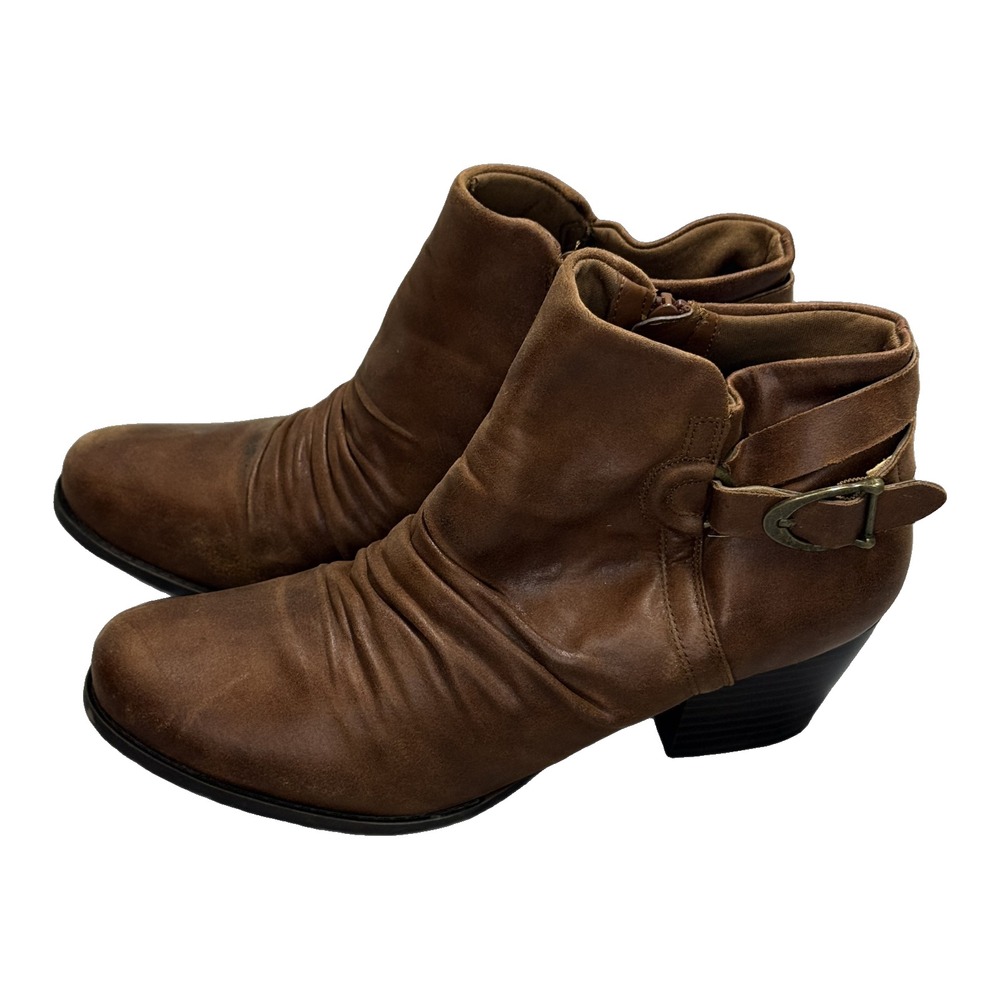 Rydel Brown Slouch Ankle Boots Buckle Booties Size 11 - Picture 2 of 9
